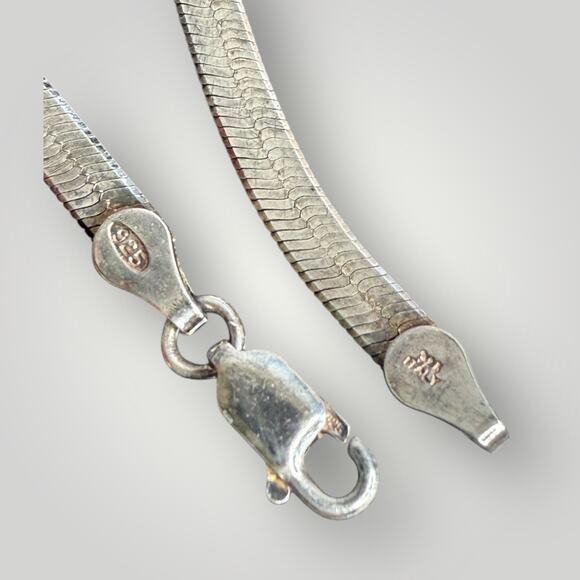 Vintage 925 Sterling Silver Herringbone Snake Chain Bracelet 7.5” - Picture 5 of 7